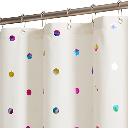 Beige Metallic Polka Dot Shower Curtains for Bathroom waterproof easy hang