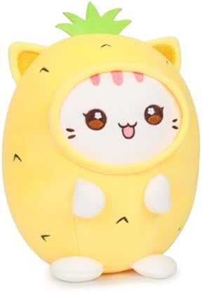 Cute Plush Pineapple Cat Pillow 8 Inch Kawaii Kitten Plushie