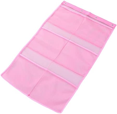 SHOWERORO Space-Saving Mesh Organizer 4-Ring Hangers Pink