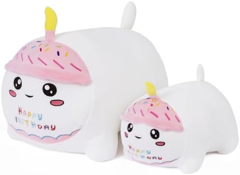 Yeqivo Birthday Cat Plush Pillow for Kids White 98 25cm