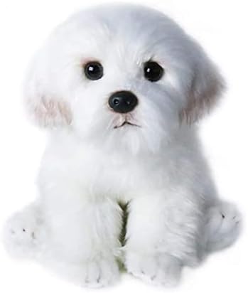 QREZAA 14 Realistic Plush Maltese Dog
