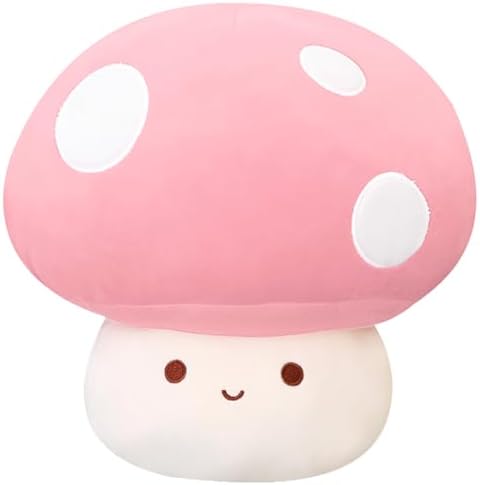 Cute Pink Mushroom Plush Pillow for Kids Soft and Playful