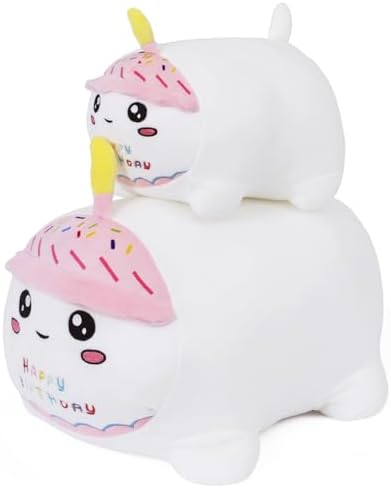 Yeqivo Birthday Cat Plush Pillow for Kids White 98 25cm