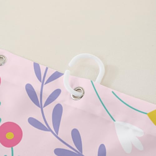 Qoomo Cartoon Axolotl Pink Bath Shower Curtain 72x72 inches