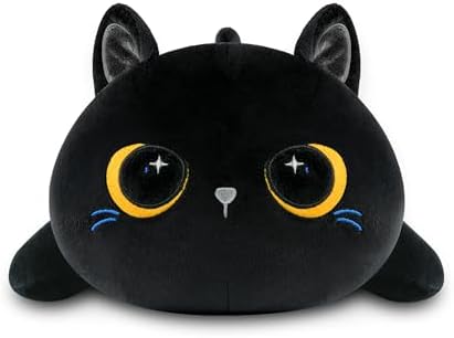 Stuffed Animal Pillow Black Cat Design Cozy for Kids Adults