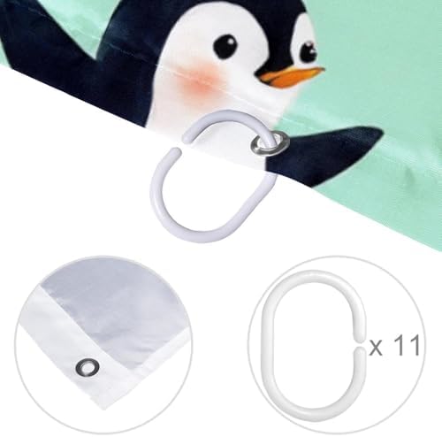 VAPOKF Penguins Play Seashells Shower Curtain Set 1
