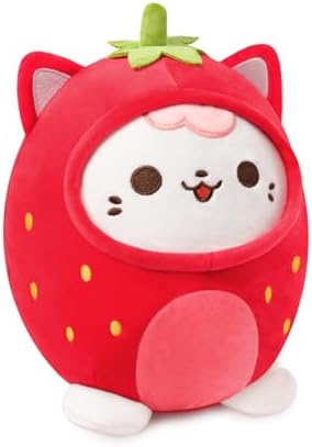 PEACH CAT Strawberry Cat Plush Pillow Red 8