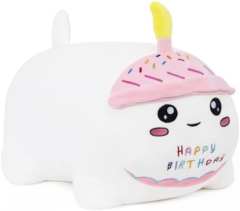 Yeqivo Birthday Cat Plush Pillow for Kids White 98 25cm