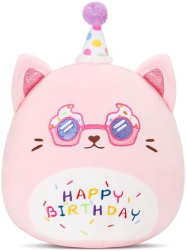 Happy Birthday Plush Cat Pillow
