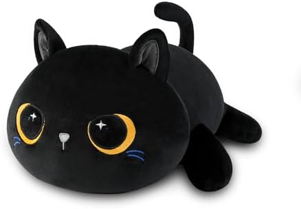 Stuffed Animal Pillow Black Cat Design Cozy for Kids Adults