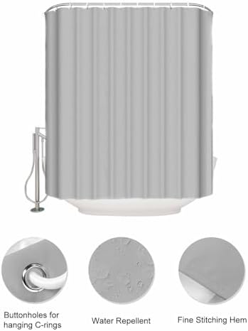 EZON-CH 36x78 stainless shower curtain set with hanging organizer Charcoal Gray