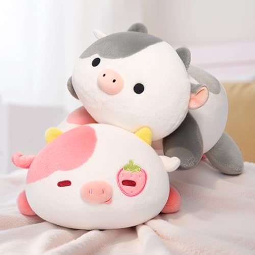 Mewaii Cute Cow Plush Pillow Kawaii Strawberry Cuddle Comfy for Kids Girls