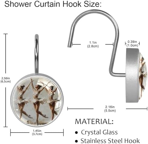 Ballet-Date Design 9-Piece Stainless Steel Shower Curtain Set 48x72 inches