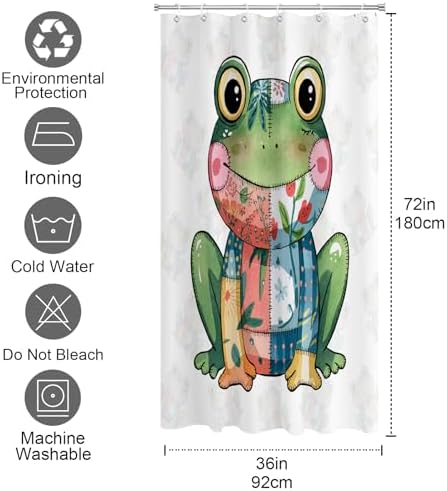 OTRANTO Fun Frog Shower Curtain Set