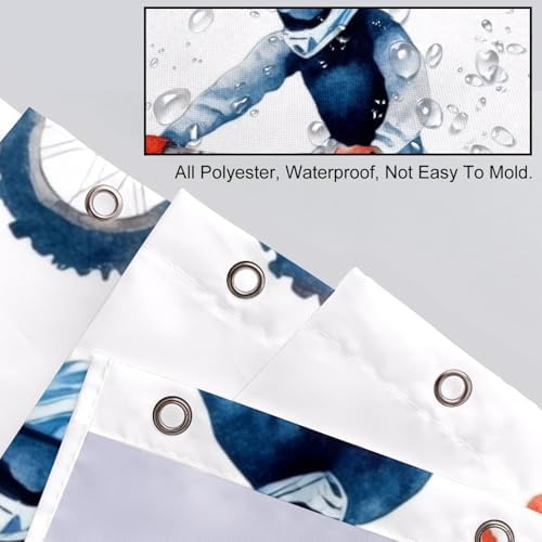 Boys on Motorcross Prints 10-Piece Stainless Steel Shower Curtain Set