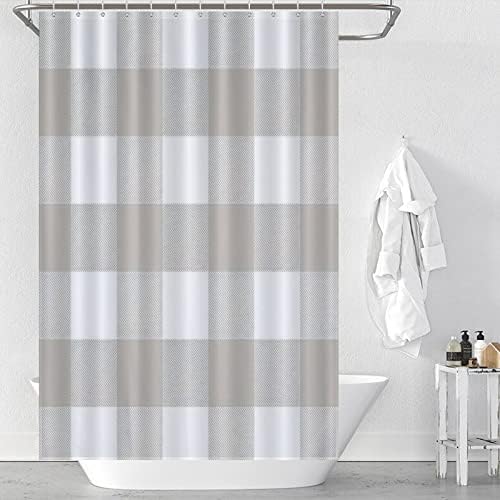UanMereStriking Buffalo Check Tartan Plaid Shower Curtain Machine Washable Waterproof
