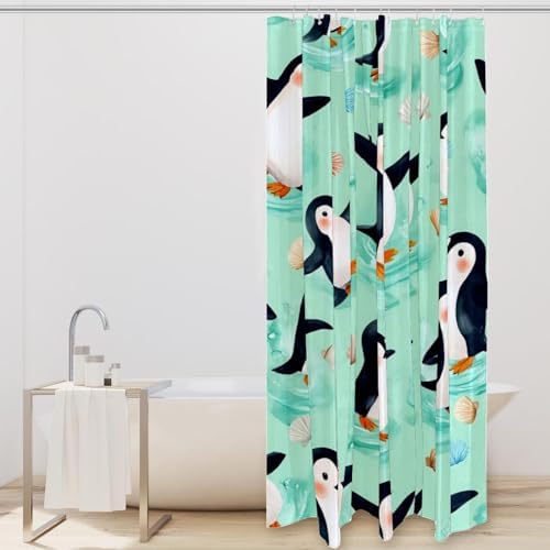 VAPOKF Penguins Play Seashells Shower Curtain Set 1