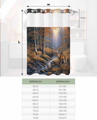 YESOF66 Sunset Forest Waterproof Shower Curtain Set No Hooks