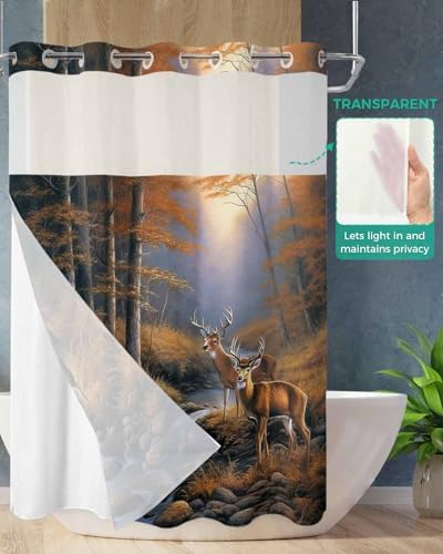 YESOF66 Sunset Forest Waterproof Shower Curtain Set No Hooks