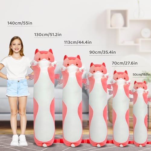 Long Cat Plush Body Pillow - Cute Pink Stuffed Animal