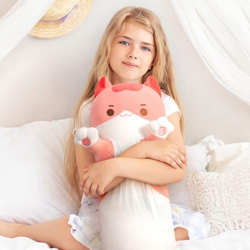 Long Cat Plush Body Pillow - Cute Pink Stuffed Animal