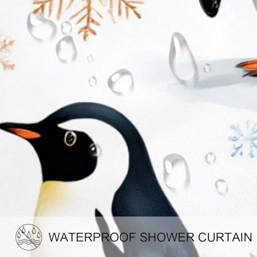 Penguins Snowflakes waterproof shower curtain 72x72 inches