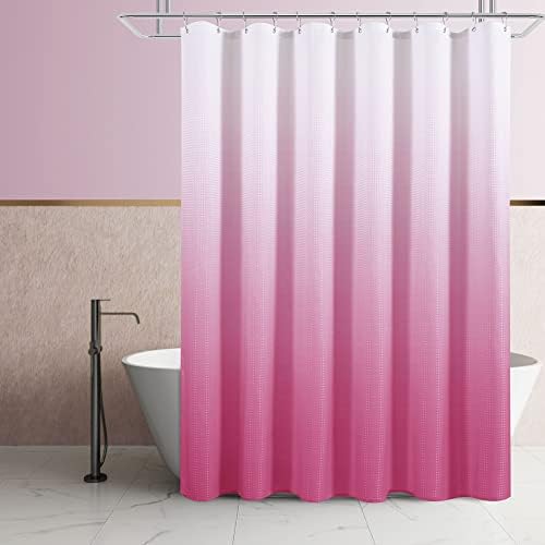 Light Pink Shower Curtain Set with 12 Metal Hooks for the Bathroom