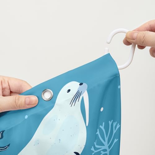 QOOMO Whales Seals Shower Curtain 72x72