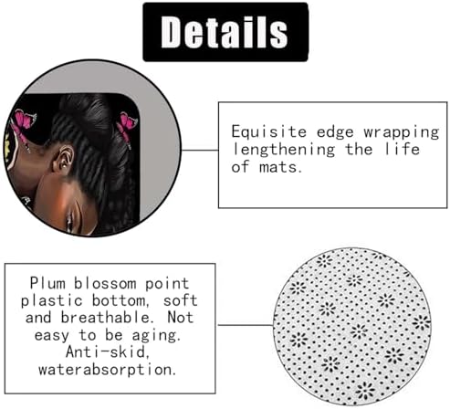 4PCS Black Girl Shower Curtain Set with Rugs Quotes