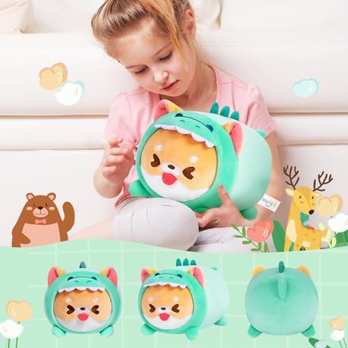 Cute Shiba Plush Pillows Dinosaur Stuffed Toy for Kids Women