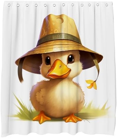 Cute Duck Shower Curtain Set for Kids Machine Washable Waterproof