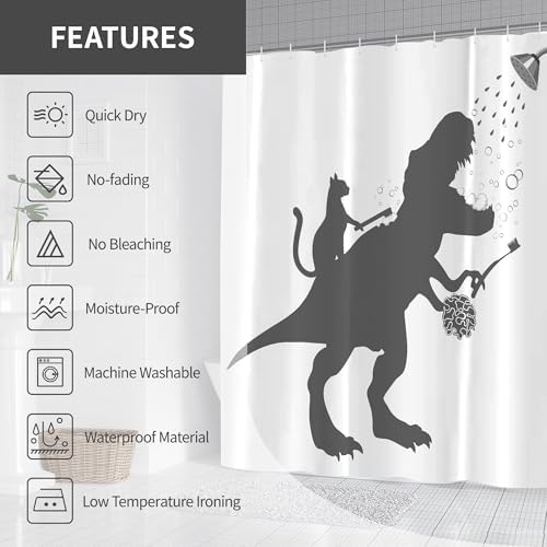 Super Fun Dinosaur Shower Curtain for Kids Waterproof Durable