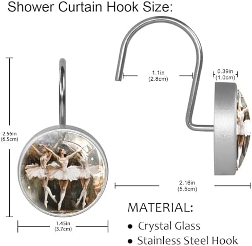 Three Girls Dancing Bath Shower Curtain Set with Stainless Steel Hooks