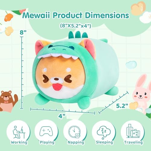 Cute Shiba Plush Pillows Dinosaur Stuffed Toy for Kids Women
