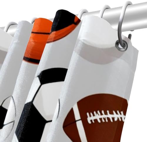VAPOKFAmerican Footballs BasketballBaseball Washable Bath Curtain