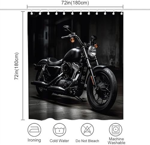 Precision black motorbike bath decor - waterproof modern