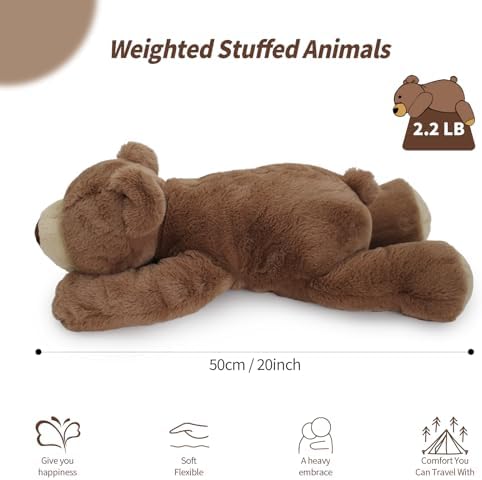 OSOCU 2 lb Weighted Stuffed Brown Bear - 16 Plush Animal Pillow Toy