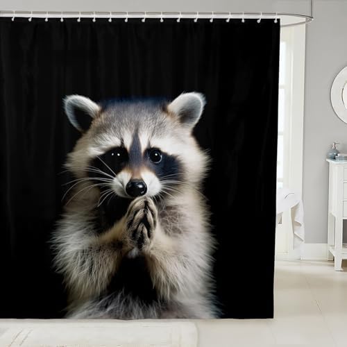 Feelyou Raccoon 72x72 Bath Curtain Set Adorable Functional