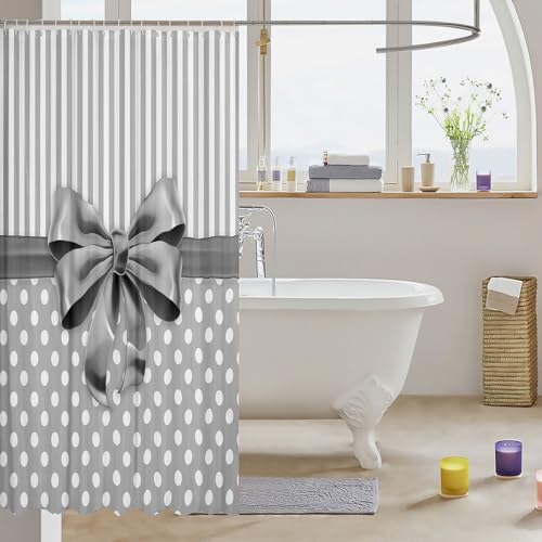Feelyou Grey Bowknot Bath Curtain 72x72