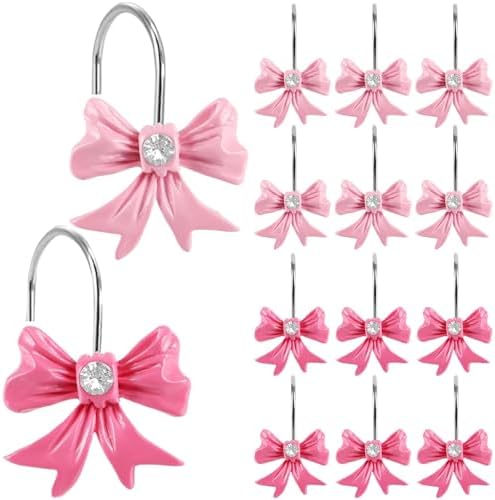 Durable Elegant Pink Bow Shower Curtain Hangers