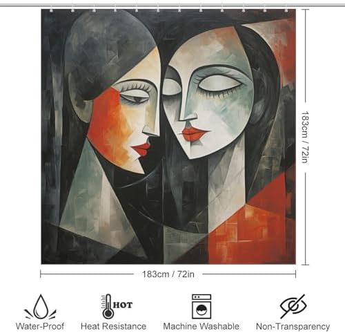 Kissing Girl Oil Painting Boho Shahbn Curtain Set Luxury Functional