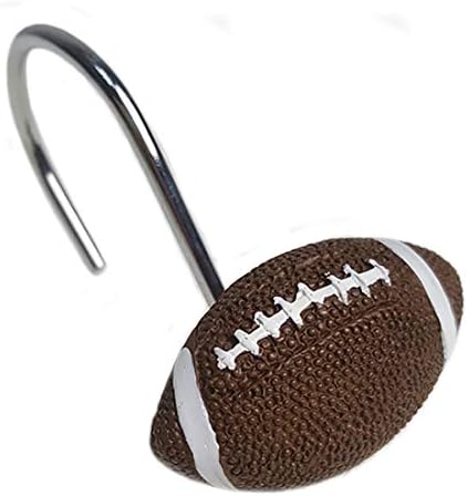 Football-Themed Shower Curtain Hangers Set of 12