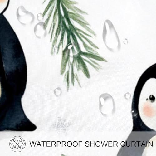 VAPOKFPlayful Penguins Branches Shower Curtain Set
