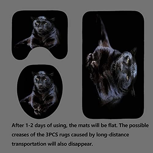 Set of 4 Black Panther Bath Curains with Rugs