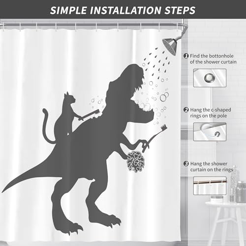 Super Fun Dinosaur Shower Curtain for Kids Waterproof Durable