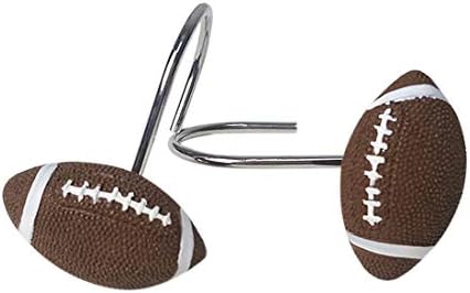 Football-Themed Shower Curtain Hangers Set of 12