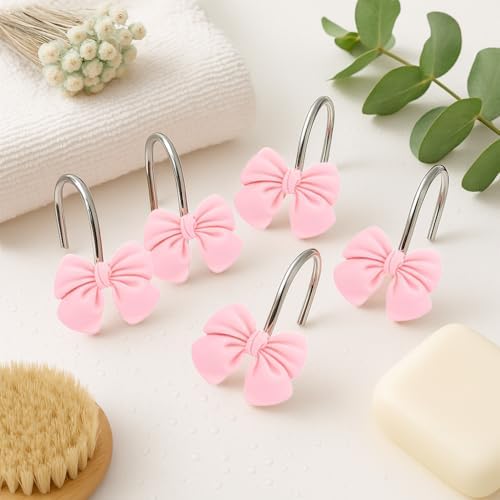 12-Piece Pink Resin Bow Hangers Set for Girls and Princesses