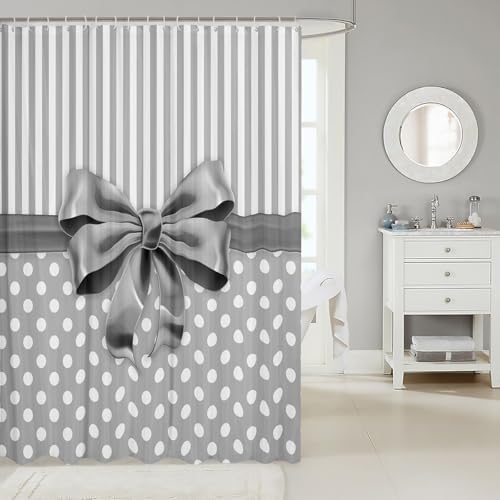 Feelyou Grey Bowknot Bath Curtain 72x72