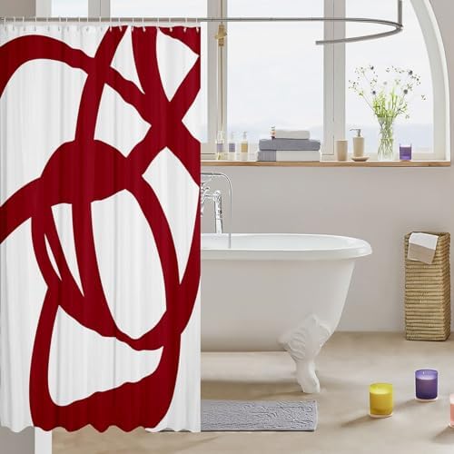 56808 Red and White Geometric Stripe 72x72