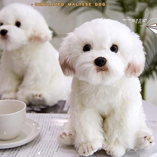QREZAA 14 Realistic Plush Maltese Dog